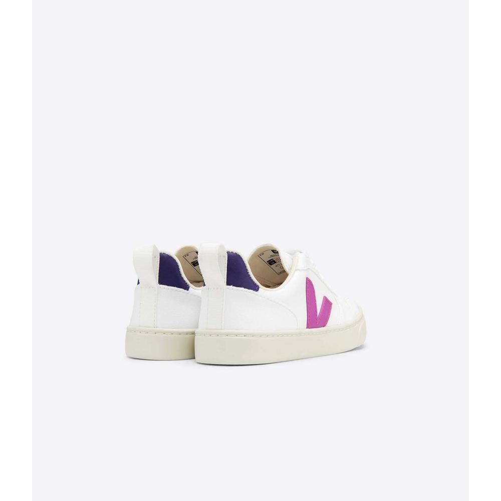 Kids' Veja V-10 LACES CWL Sneakers White/Purple | SG 864UZG